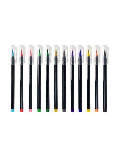Rotulador liderpapel punta pincel extra suave bolsa de 12 unidades colores surtidos