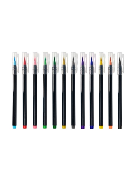 Rotulador liderpapel punta pincel extra suave bolsa de 12 unidades colores surtidos