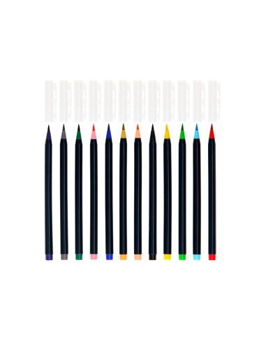 Rotulador liderpapel punta pincel extra suave bolsa de 12 unidades colores surtidos