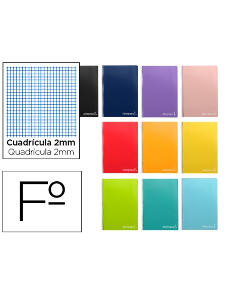 Cuaderno espiral liderpapel folio witty tapa dura 80h 75gr milimetrado 2mm colores surtidos