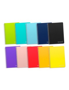 Cuaderno espiral liderpapel folio witty tapa dura 80h 75gr pauta 25mm con margen colores surtidos