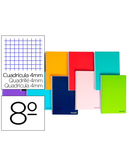 Cuaderno espiral liderpapel bolsillo octavo smart tapa blanda 80h 60gr cuadro 4mm colores surtidos Cuaderno espiral liderpapel bolsillo octavo smart tapa blanda 80h 60gr cuadro 4mm colores surtidos