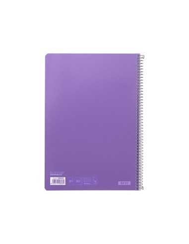 Cuaderno espiral liderpapel folio witty tapa dura 80h 75gr cuadro 4mm con margen color violeta