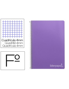 Cuaderno espiral liderpapel folio witty tapa dura 80h 75gr cuadro 4mm con margen color violeta