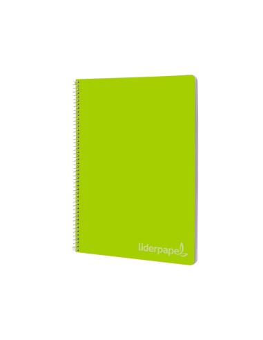 Cuaderno espiral liderpapel folio witty tapa dura 80h 75gr cuadro 4mm con margen color verde