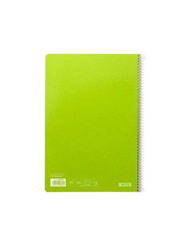 Cuaderno espiral liderpapel folio witty tapa dura 80h 75gr cuadro 4mm con margen color verde