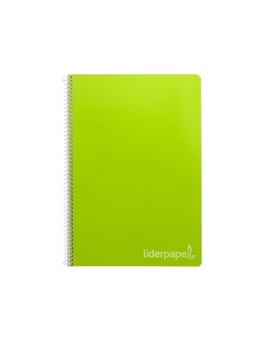 Cuaderno espiral liderpapel folio witty tapa dura 80h 75gr cuadro 4mm con margen color verde
