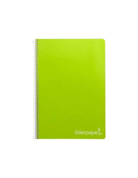 Cuaderno espiral liderpapel folio witty tapa dura 80h 75gr cuadro 4mm con margen color verde