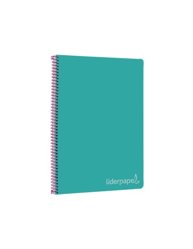 Cuaderno espiral liderpapel folio witty tapa dura 80h 75gr cuadro 4mm con margen color turquesa