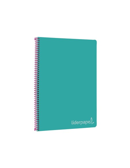 Cuaderno espiral liderpapel folio witty tapa dura 80h 75gr cuadro 4mm con margen color turquesa
