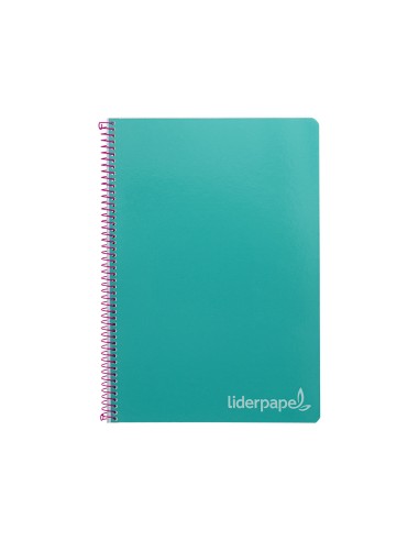 Cuaderno espiral liderpapel folio witty tapa dura 80h 75gr cuadro 4mm con margen color turquesa