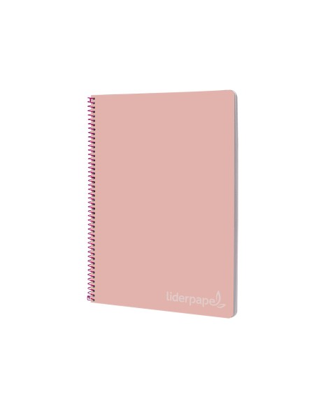 Cuaderno espiral liderpapel folio witty tapa dura 80h 75gr cuadro 4mm con margen color rosa