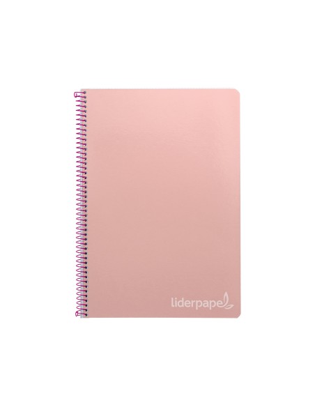 Cuaderno espiral liderpapel folio witty tapa dura 80h 75gr cuadro 4mm con margen color rosa