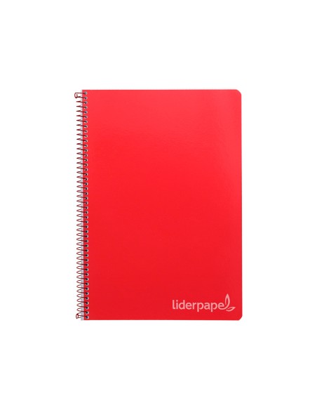 Cuaderno espiral liderpapel folio witty tapa dura 80h 75gr cuadro 4mm con margen color rojo
