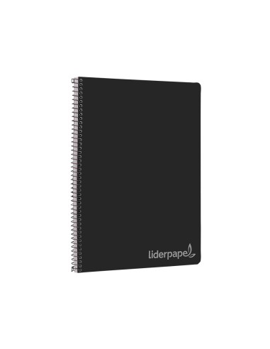 Cuaderno espiral liderpapel folio witty tapa dura 80h 75gr cuadro 4mm con margen color negro