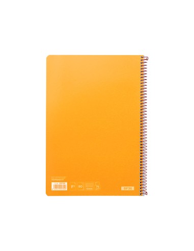 Cuaderno espiral liderpapel folio witty tapa dura 80h 75gr cuadro 4mm con margen color naranja