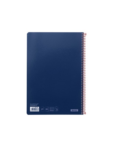 Cuaderno espiral liderpapel folio witty tapa dura 80h 75gr cuadro 4mm con margen color azul marino