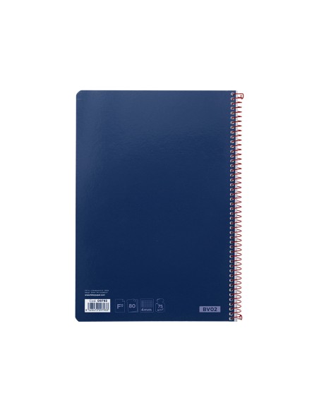Cuaderno espiral liderpapel folio witty tapa dura 80h 75gr cuadro 4mm con margen color azul marino