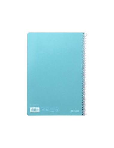 Cuaderno espiral liderpapel folio witty tapa dura 80h 75gr cuadro 4mm con margen color celeste