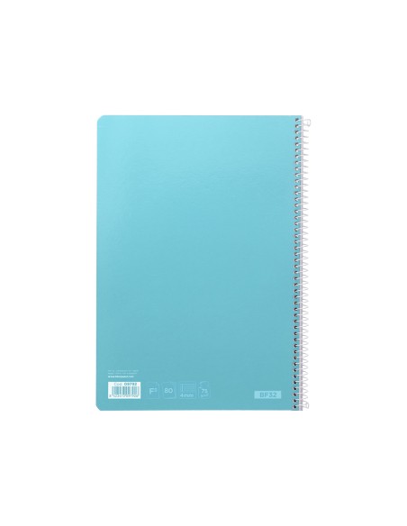 Cuaderno espiral liderpapel folio witty tapa dura 80h 75gr cuadro 4mm con margen color celeste