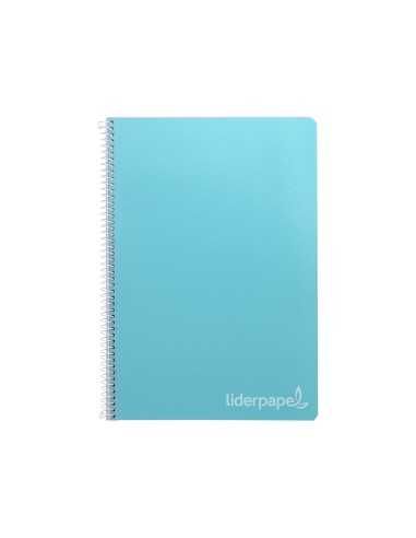 Cuaderno espiral liderpapel folio witty tapa dura 80h 75gr cuadro 4mm con margen color celeste