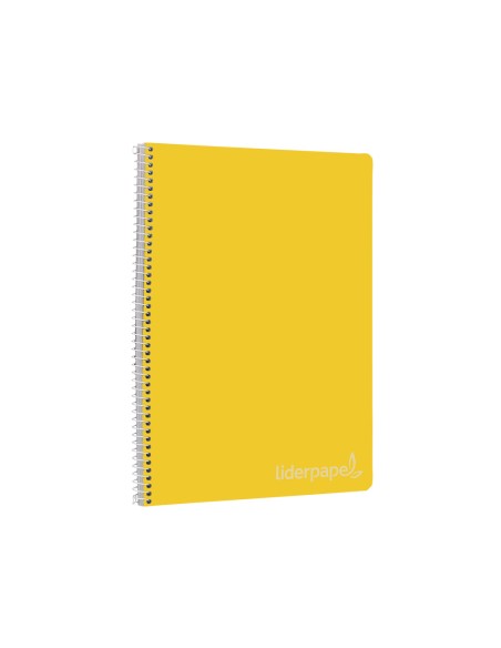 Cuaderno espiral liderpapel folio witty tapa dura 80h 75gr cuadro 4mm con margen color amarillo