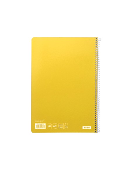 Cuaderno espiral liderpapel folio witty tapa dura 80h 75gr cuadro 4mm con margen color amarillo