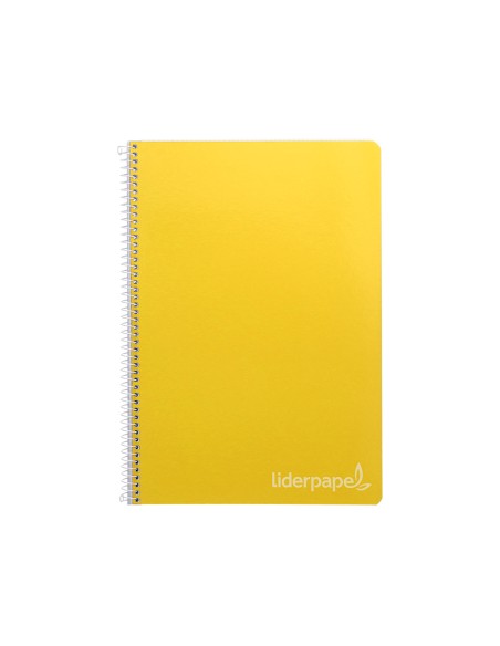 Cuaderno espiral liderpapel folio witty tapa dura 80h 75gr cuadro 4mm con margen color amarillo
