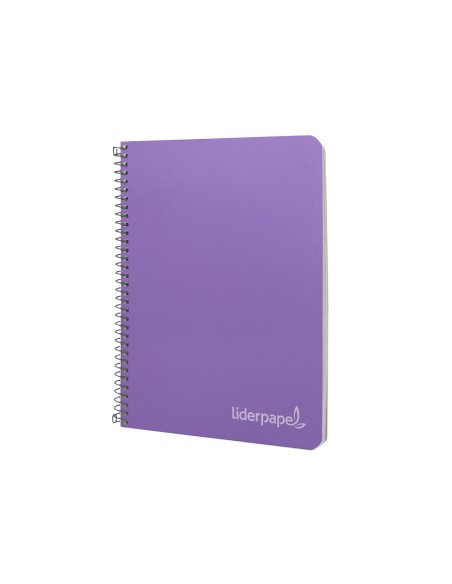 Cuaderno espiral liderpapel cuarto witty tapa dura 80h 75gr cuadro 4mm con margen color violeta