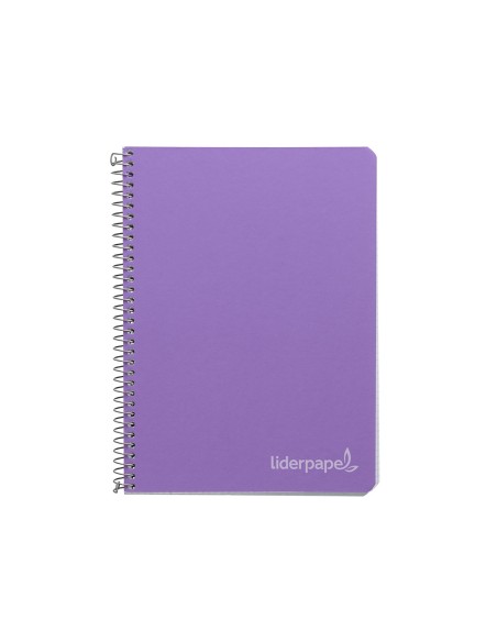 Cuaderno espiral liderpapel cuarto witty tapa dura 80h 75gr cuadro 4mm con margen color violeta