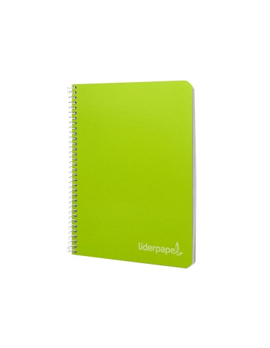 Cuaderno espiral liderpapel cuarto witty tapa dura 80h 75gr cuadro 4mm con margen color verde