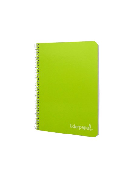 Cuaderno espiral liderpapel cuarto witty tapa dura 80h 75gr cuadro 4mm con margen color verde