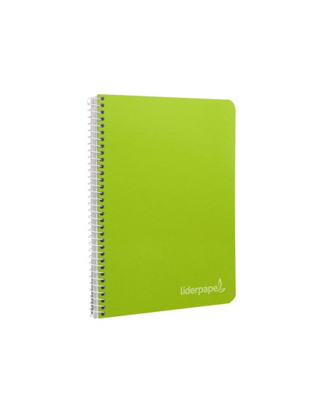 Cuaderno espiral liderpapel cuarto witty tapa dura 80h 75gr cuadro 4mm con margen color verde