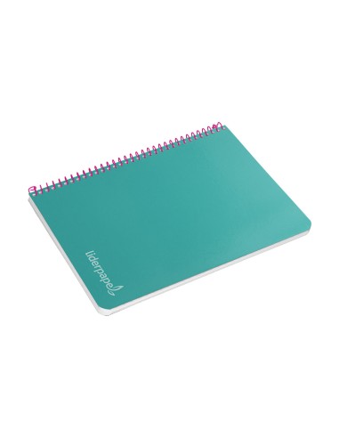 Cuaderno espiral liderpapel cuarto witty tapa dura 80h 75gr cuadro 4mm con margen color turquesa
