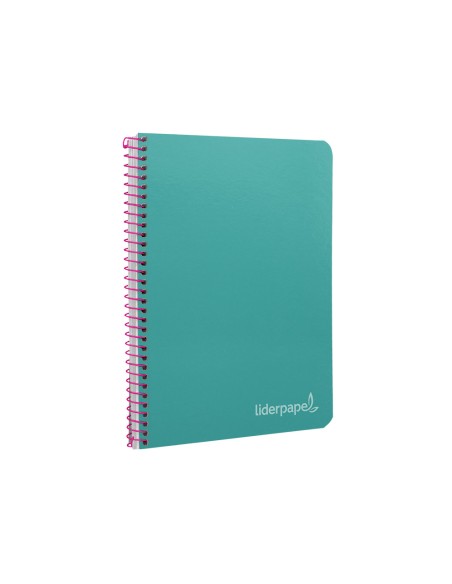 Cuaderno espiral liderpapel cuarto witty tapa dura 80h 75gr cuadro 4mm con margen color turquesa