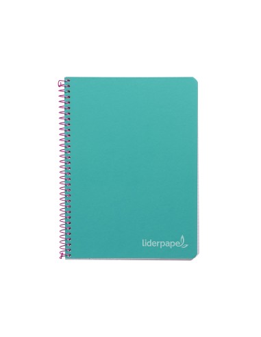 Cuaderno espiral liderpapel cuarto witty tapa dura 80h 75gr cuadro 4mm con margen color turquesa