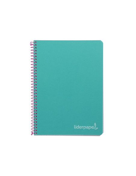 Cuaderno espiral liderpapel cuarto witty tapa dura 80h 75gr cuadro 4mm con margen color turquesa