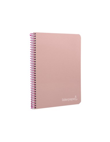 Cuaderno espiral liderpapel cuarto witty tapa dura 80h 75gr cuadro 4mm con margen color rosa