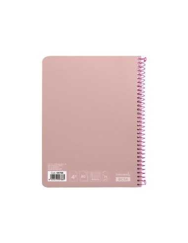 Cuaderno espiral liderpapel cuarto witty tapa dura 80h 75gr cuadro 4mm con margen color rosa
