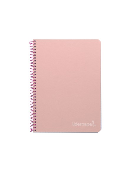 Cuaderno espiral liderpapel cuarto witty tapa dura 80h 75gr cuadro 4mm con margen color rosa