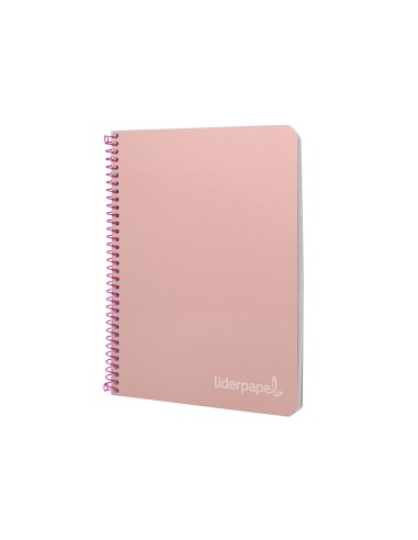 Cuaderno espiral liderpapel cuarto witty tapa dura 80h 75gr cuadro 4mm con margen color rosa