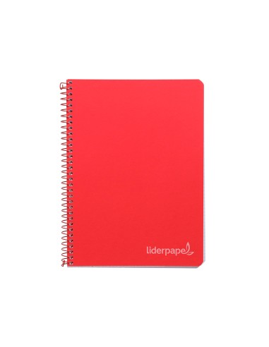 Cuaderno espiral liderpapel cuarto witty tapa dura 80h 75gr cuadro 4mm con margen color rojo