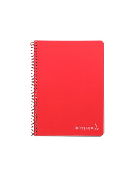 Cuaderno espiral liderpapel cuarto witty tapa dura 80h 75gr cuadro 4mm con margen color rojo