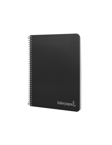 Cuaderno espiral liderpapel cuarto witty tapa dura 80h 75gr cuadro 4mm con margen color negro