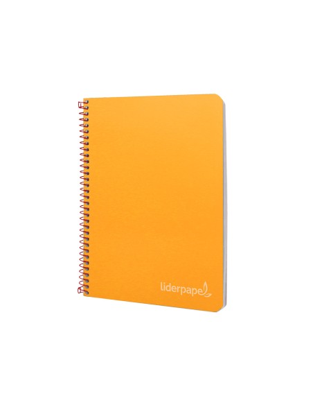 Cuaderno espiral liderpapel cuarto witty tapa dura 80h 75gr cuadro 4mm con margen color naranja
