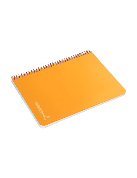 Cuaderno espiral liderpapel cuarto witty tapa dura 80h 75gr cuadro 4mm con margen color naranja