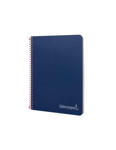 Cuaderno espiral liderpapel cuarto witty tapa dura 80h 75gr cuadro 4mm con margen color azul marino