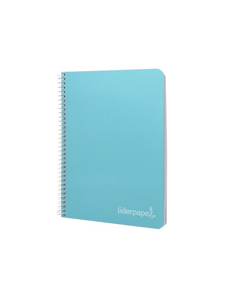 Cuaderno espiral liderpapel cuarto witty tapa dura 80h 75gr cuadro 4mm con margen color celeste
