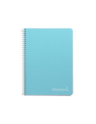 Cuaderno espiral liderpapel cuarto witty tapa dura 80h 75gr cuadro 4mm con margen color celeste
