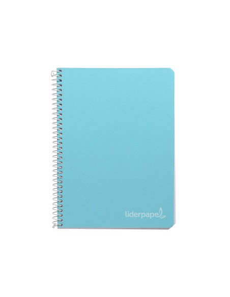 Cuaderno espiral liderpapel cuarto witty tapa dura 80h 75gr cuadro 4mm con margen color celeste